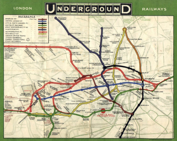 ロンドン地下鉄路線図1908年