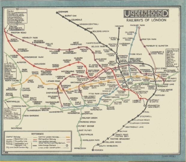 ロンドン地下鉄路線図1926年